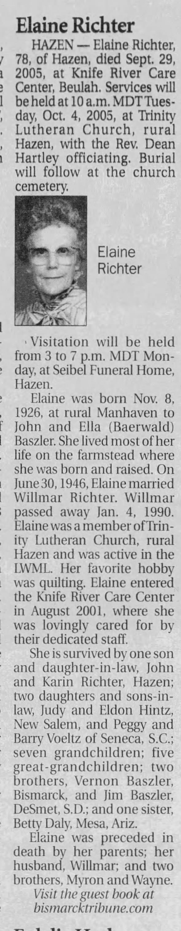Clipping from The Bismarck Tribune